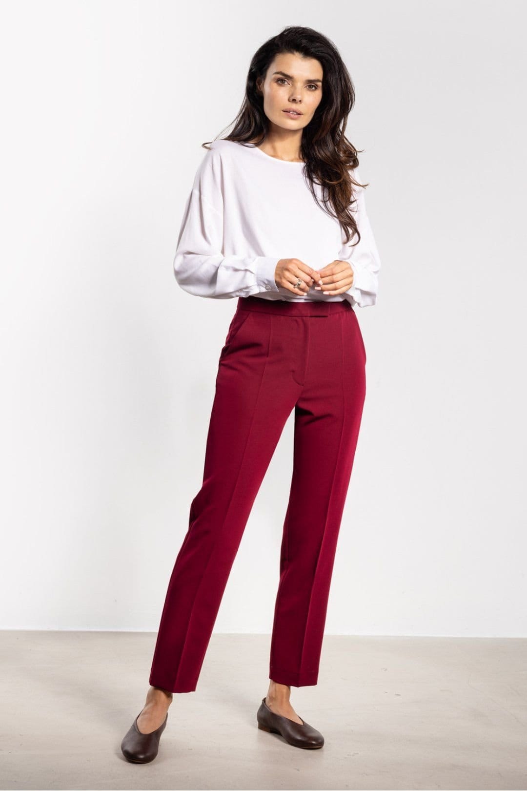 Love Lace Red High Waist Cigarette Trousers