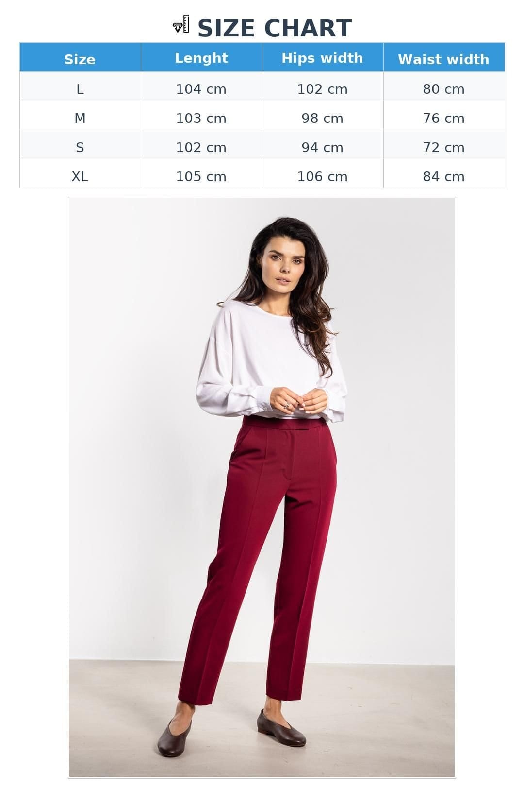 Love Lace Love Lace Women's High Waist Crease Cigarette Trousers in Red - 4
