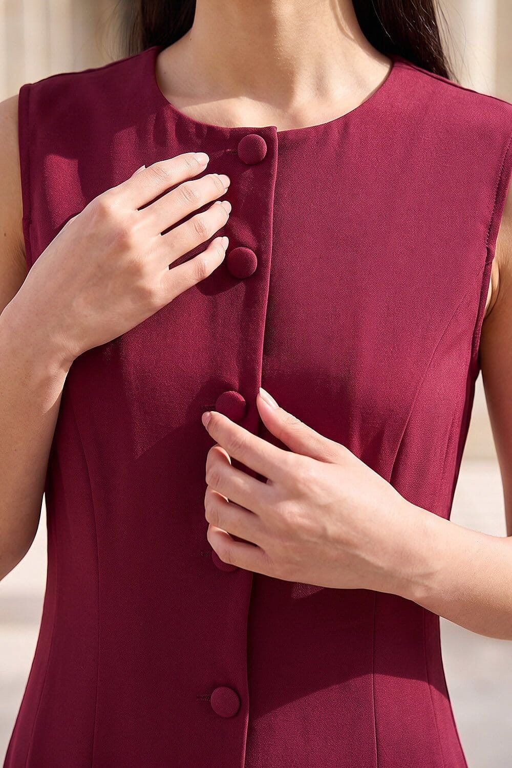 Dusk Dusk Women's Tailored Midi Dress in Burgundy - 4