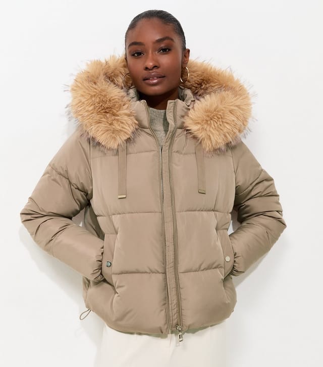 New Look Women's Mink Faux Fur Hood Puffer Jacket New Look - 3