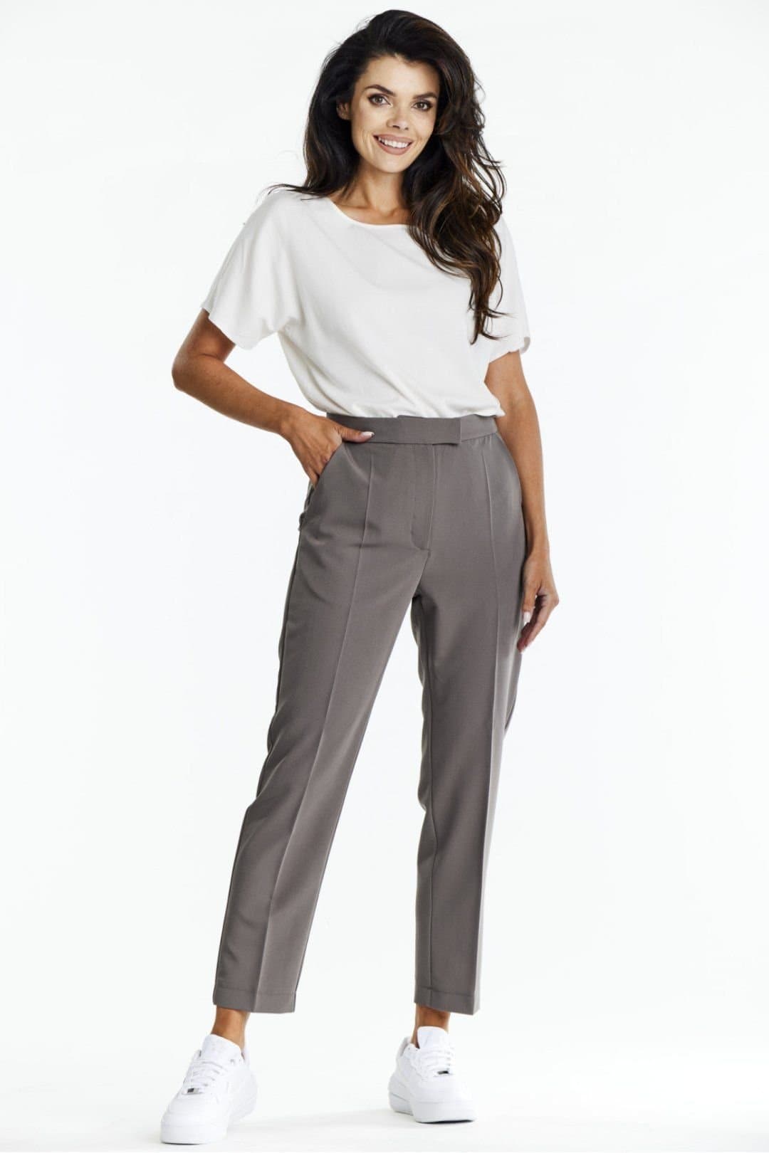 Love Lace Love Lace Women's Awama Elegant Cigarette Pants in Grey