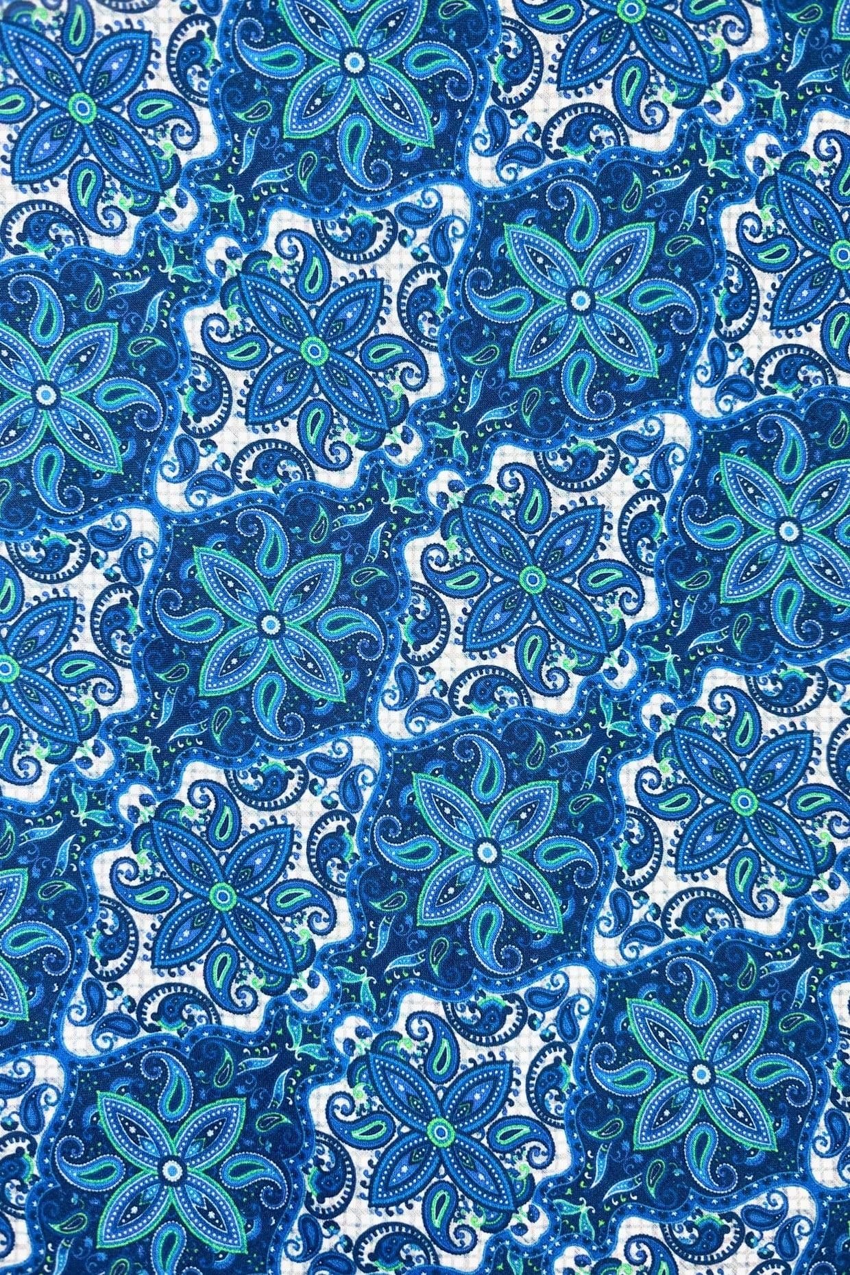 British Boxers British Boxers Women's "Marrakesh Paisley" Crisp Cotton Pyjama Set in Bright Blue - 4