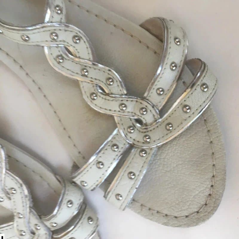 Topshop Topshop Sandals flat shoes beige studded studs silver flats real leather