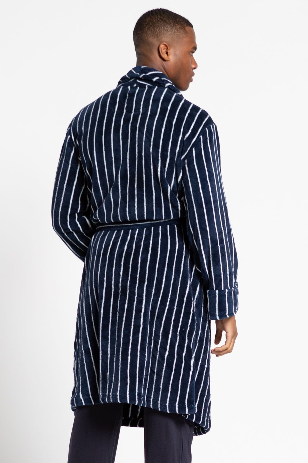 Tokyo Laundry Tokyo Laundry Men's Striped Fleece Dressing Gown in Navy - 3