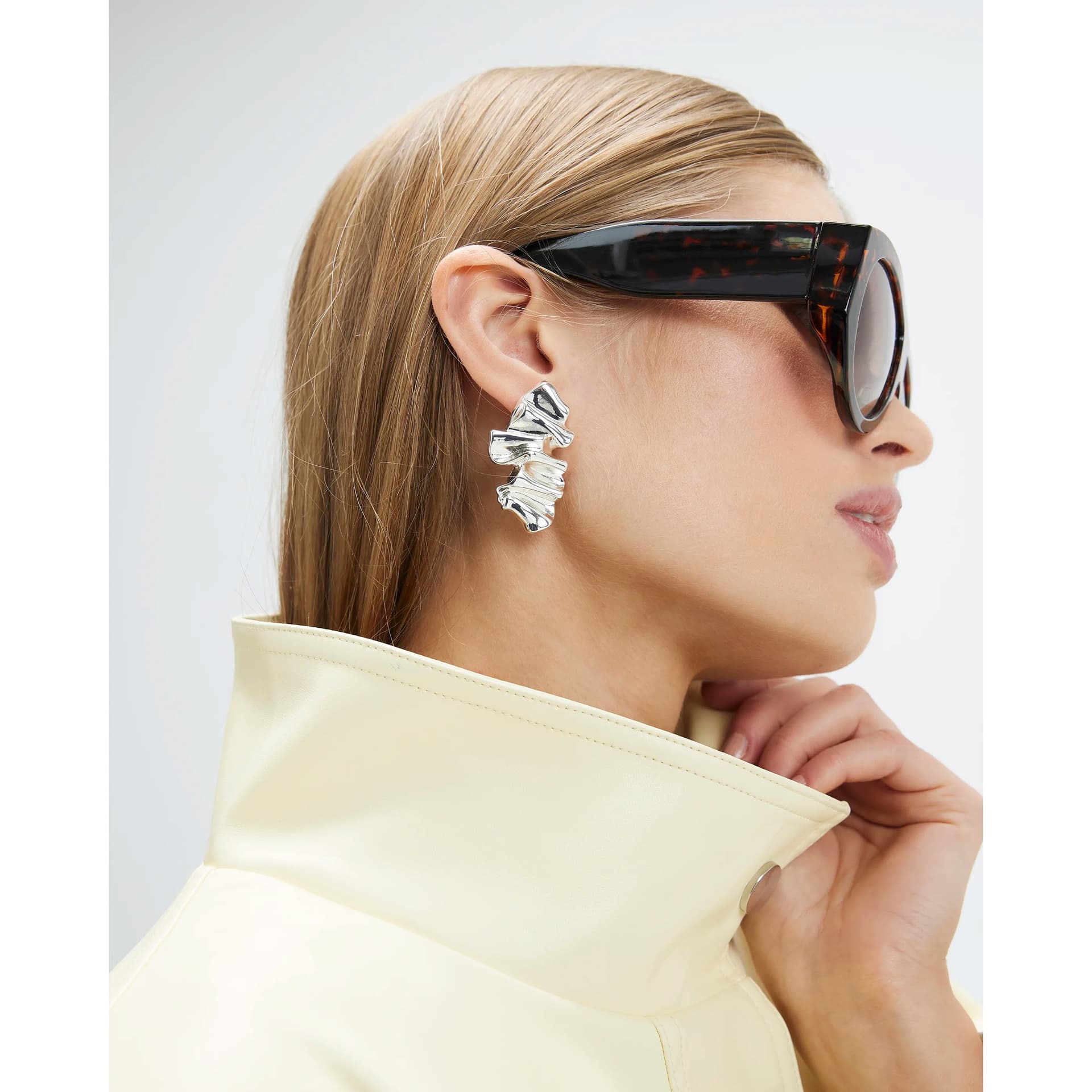 River Island River Island Womens Silver Molten Stud Earrings