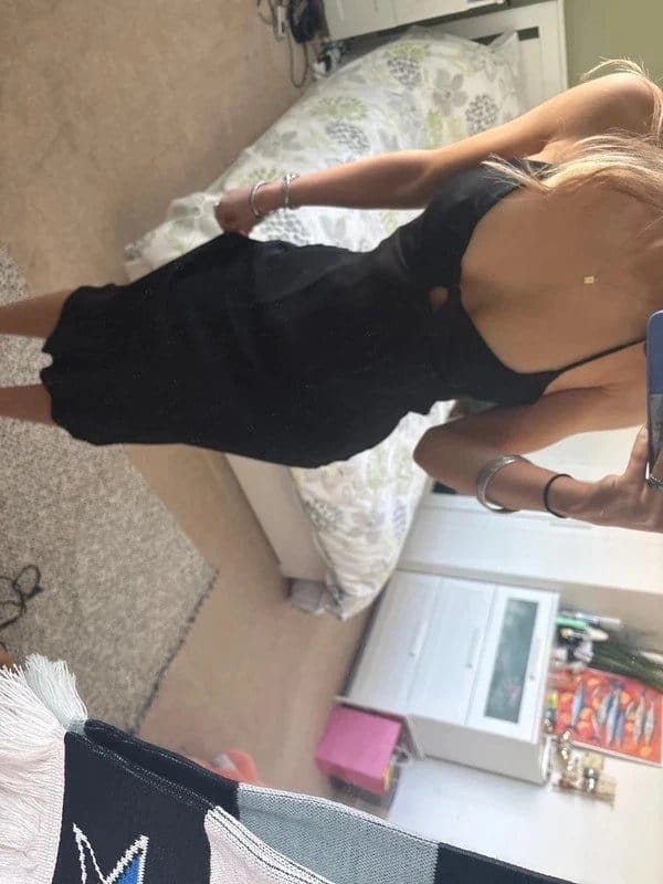 Bershka Silk black midi dress - 1