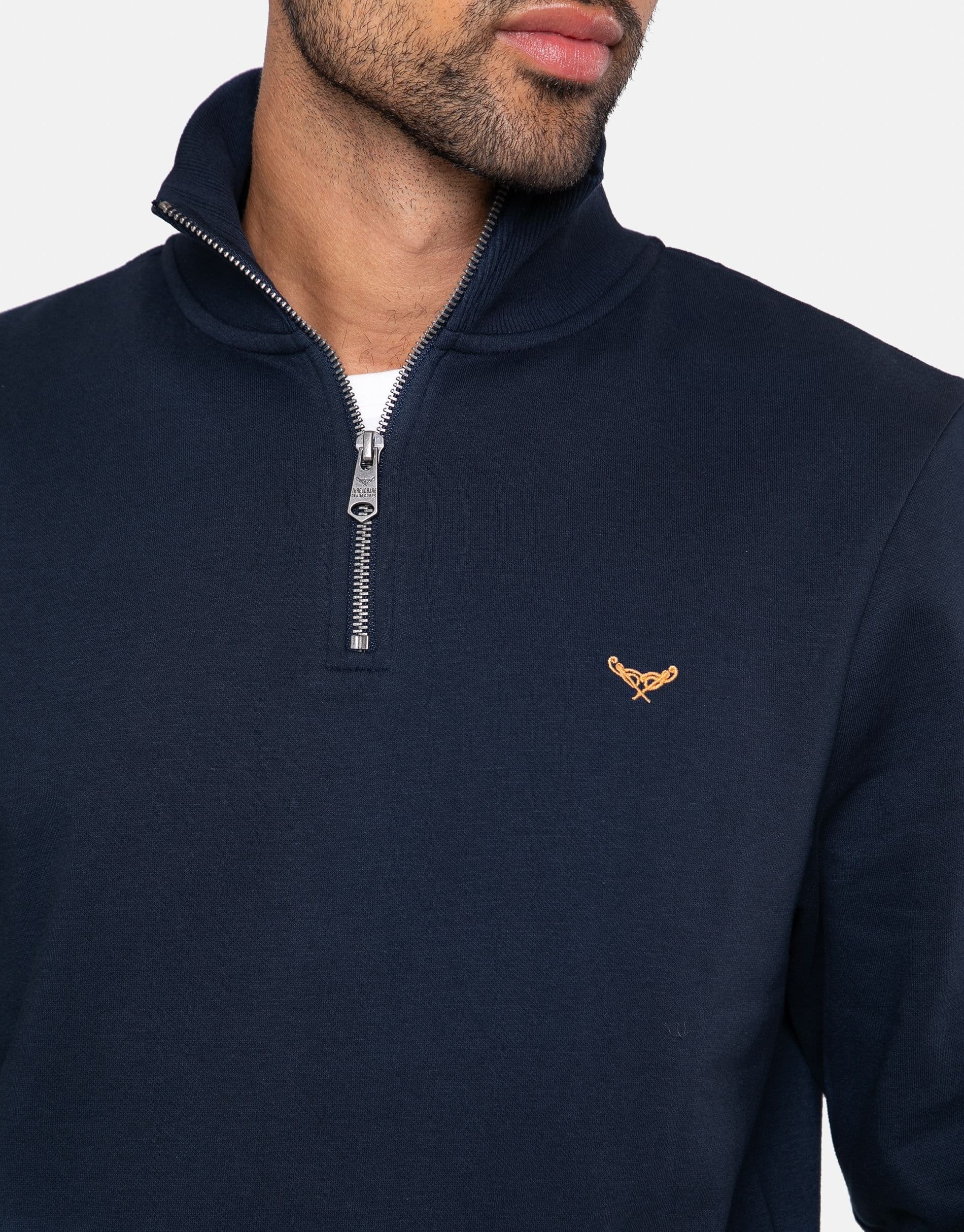 Threadbare threadbare Men's 'Patrick' Zip Neck Sweatshirt in Navy - 4