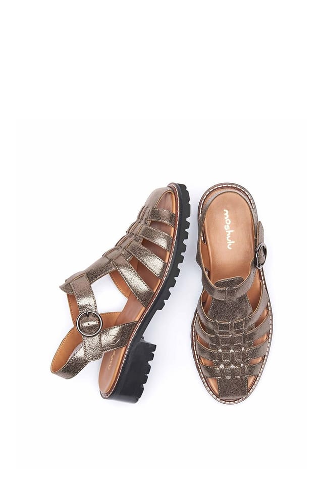 Moshulu Moshulu Women's 'Kynance' Leather Fisherman Sandals in Metallics - 2