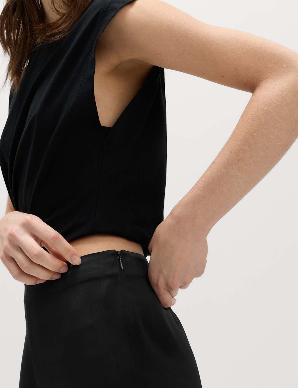 Marks & Spencer M&S Satin Pull On Flared Trousers Black - 3