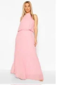 Boohoo Maxi pleated halter neck dress