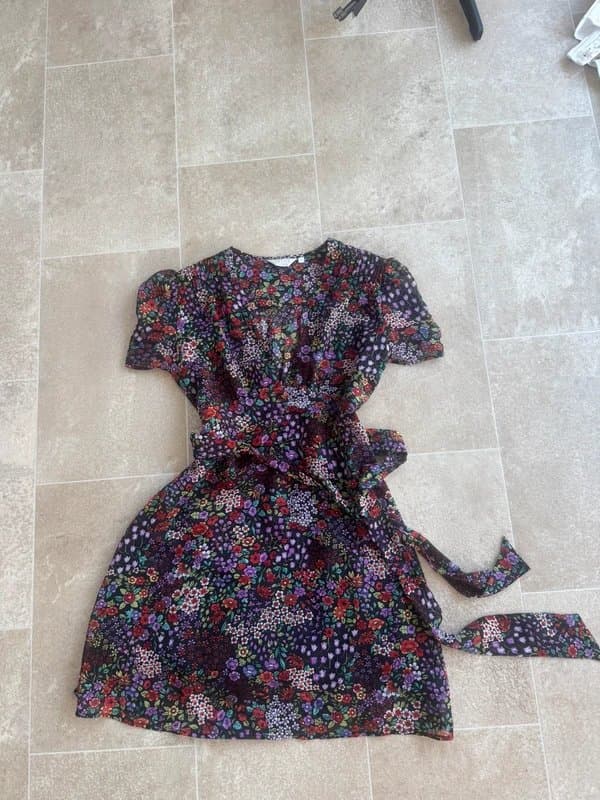 Topshop Short floral dress  with tie