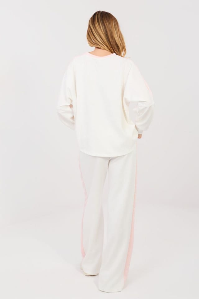 Love Lace Love Lace Women's Sporty Stripe Hoodie & Sweatpants Set in Off-White - 3