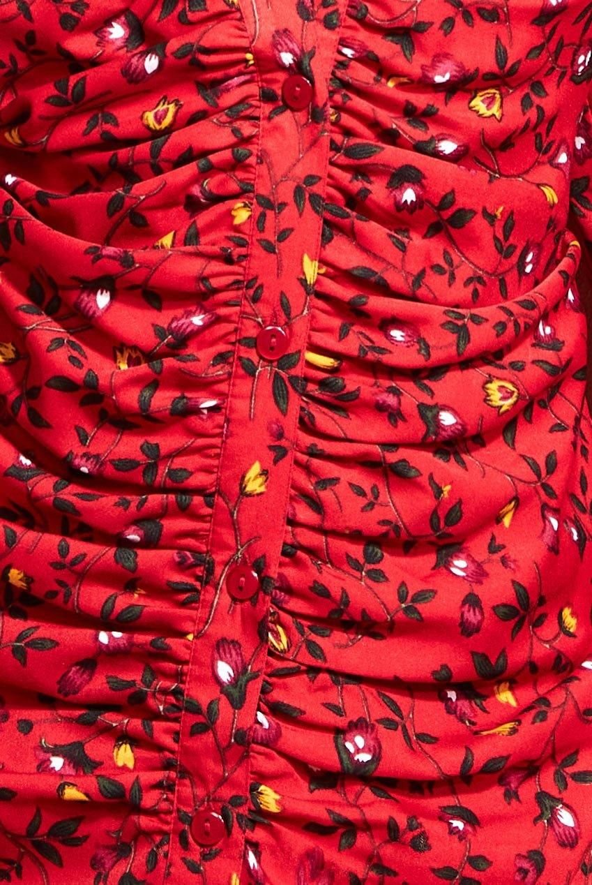 City Goddess City Goddess Women's Floral Print Shirt Dress in Red - 4