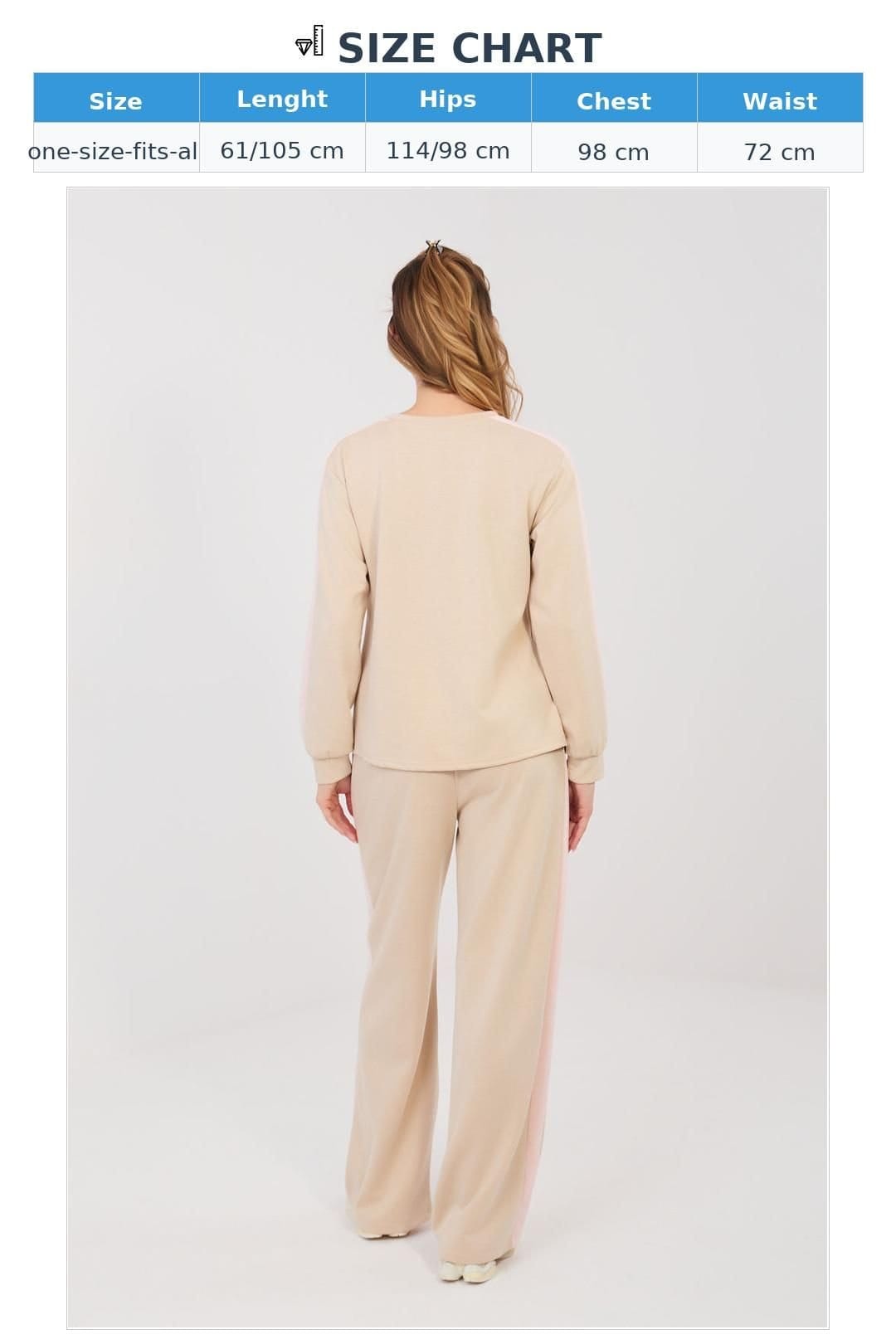 Love Lace Love Lace Women's Buttery Soft Stripe Heart Hoodie Pants Set in Beige - 4