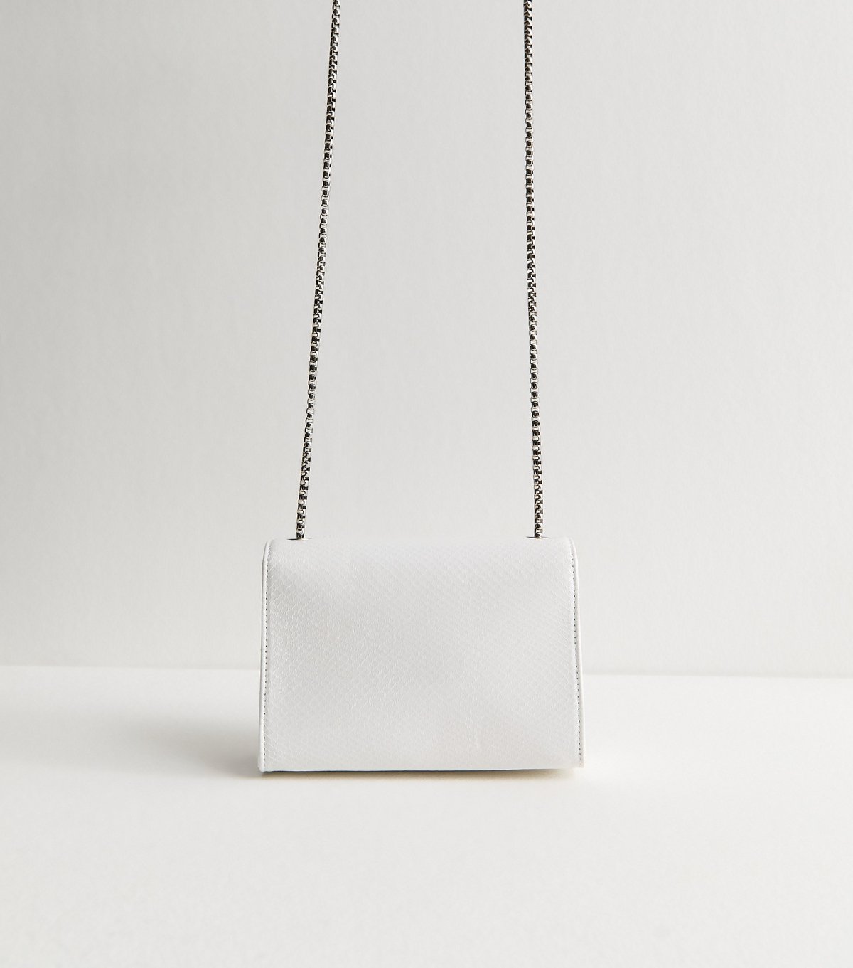 New Look White Faux Leather Snake Embossed Tassel Crossbody Bag Vegan New Look - 4