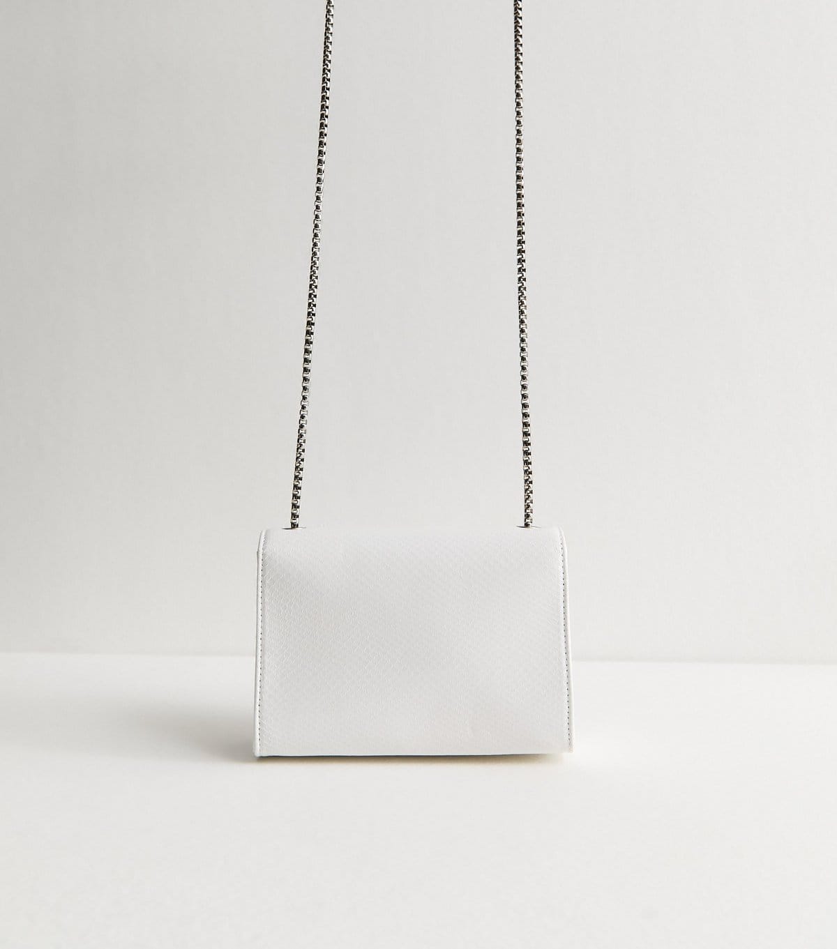 New Look White Faux Leather Snake Embossed Tassel Crossbody Bag Vegan New Look - 4