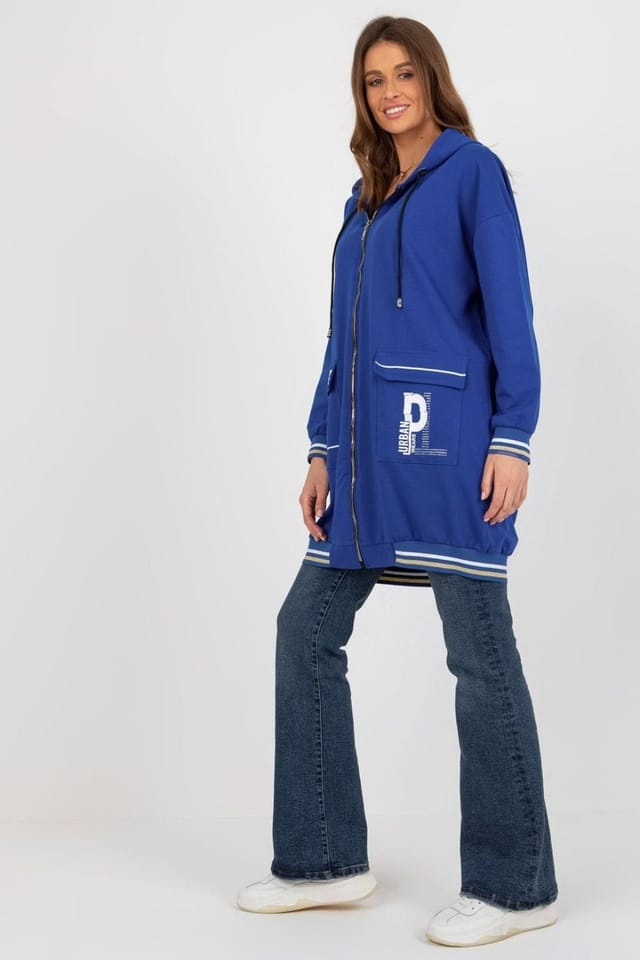 Love Lace Love Lace Women's Zip Hooded Long Sleeve Sweatshirt Pockets in Blue - 2