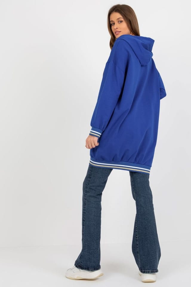 Love Lace Love Lace Women's Zip Hooded Long Sleeve Sweatshirt Pockets in Blue - 3