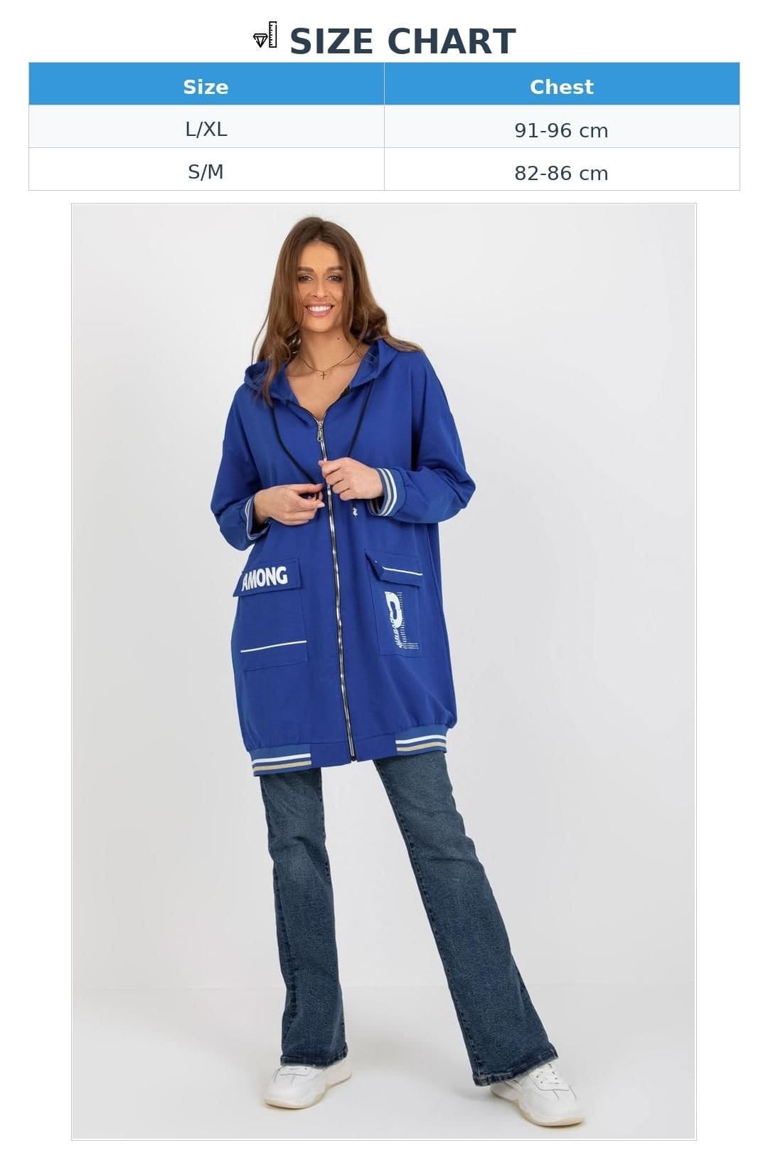 Love Lace Love Lace Women's Zip Hooded Long Sleeve Sweatshirt Pockets in Blue - 4