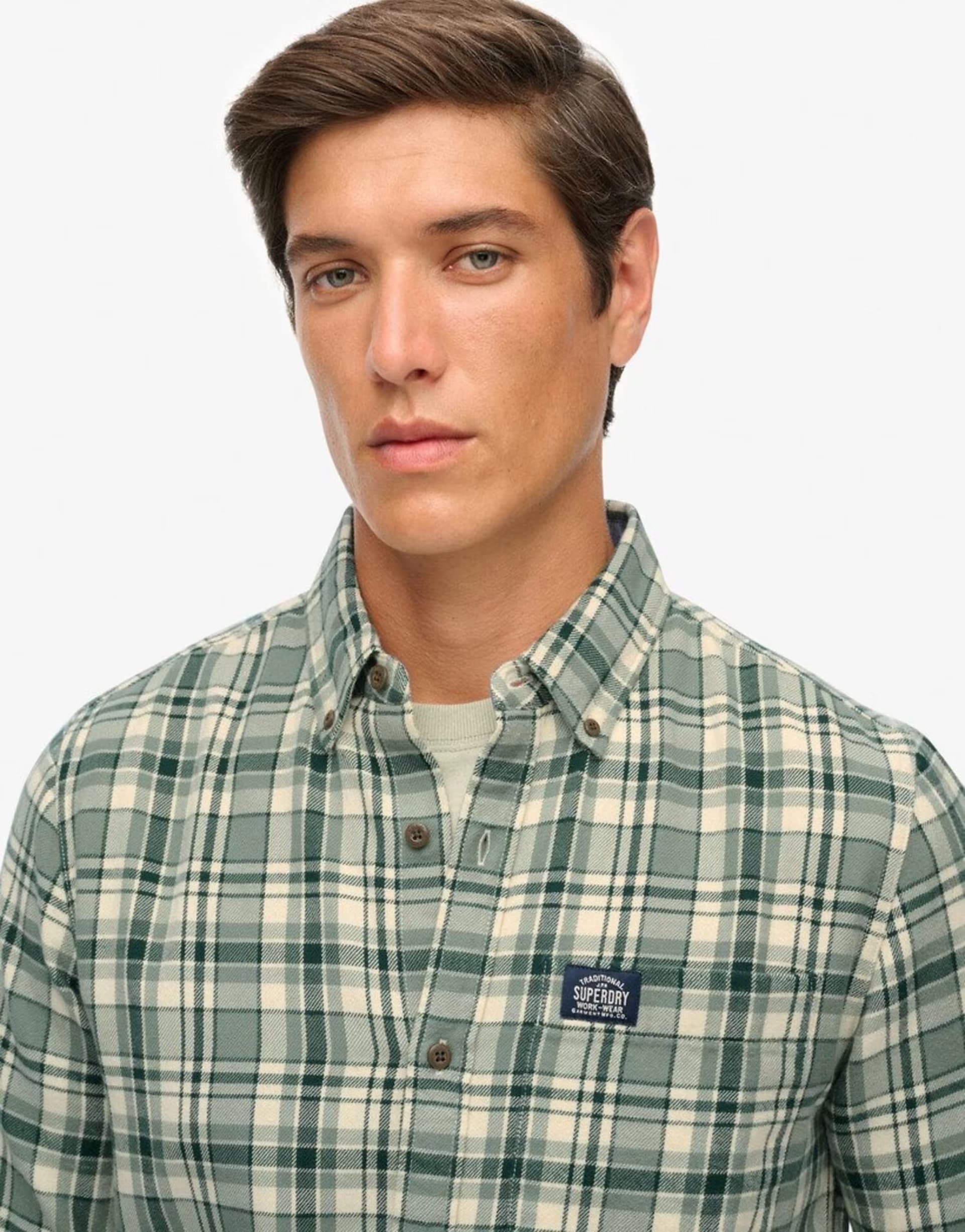 ASOS Superdry Long sleeve cotton lumberjack shirt in green check