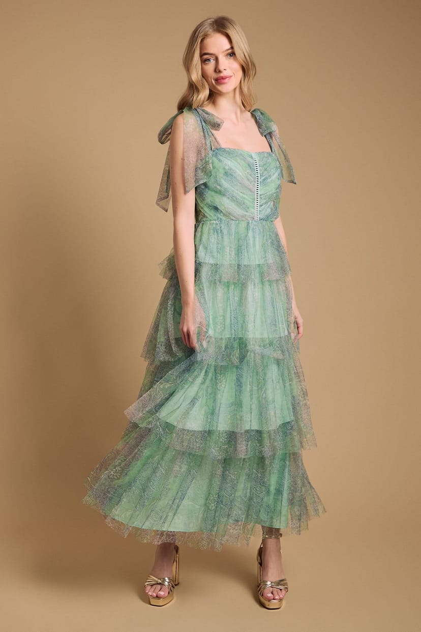 Oasis Oasis Women's Tiered Tie Strap Maxi Dress - 1