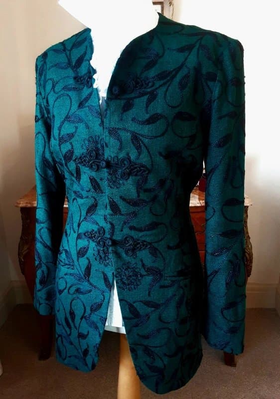 Monsoon Vintage 'early leaf lable' 100% silk, embroidered jacket/blazer 10 to 12