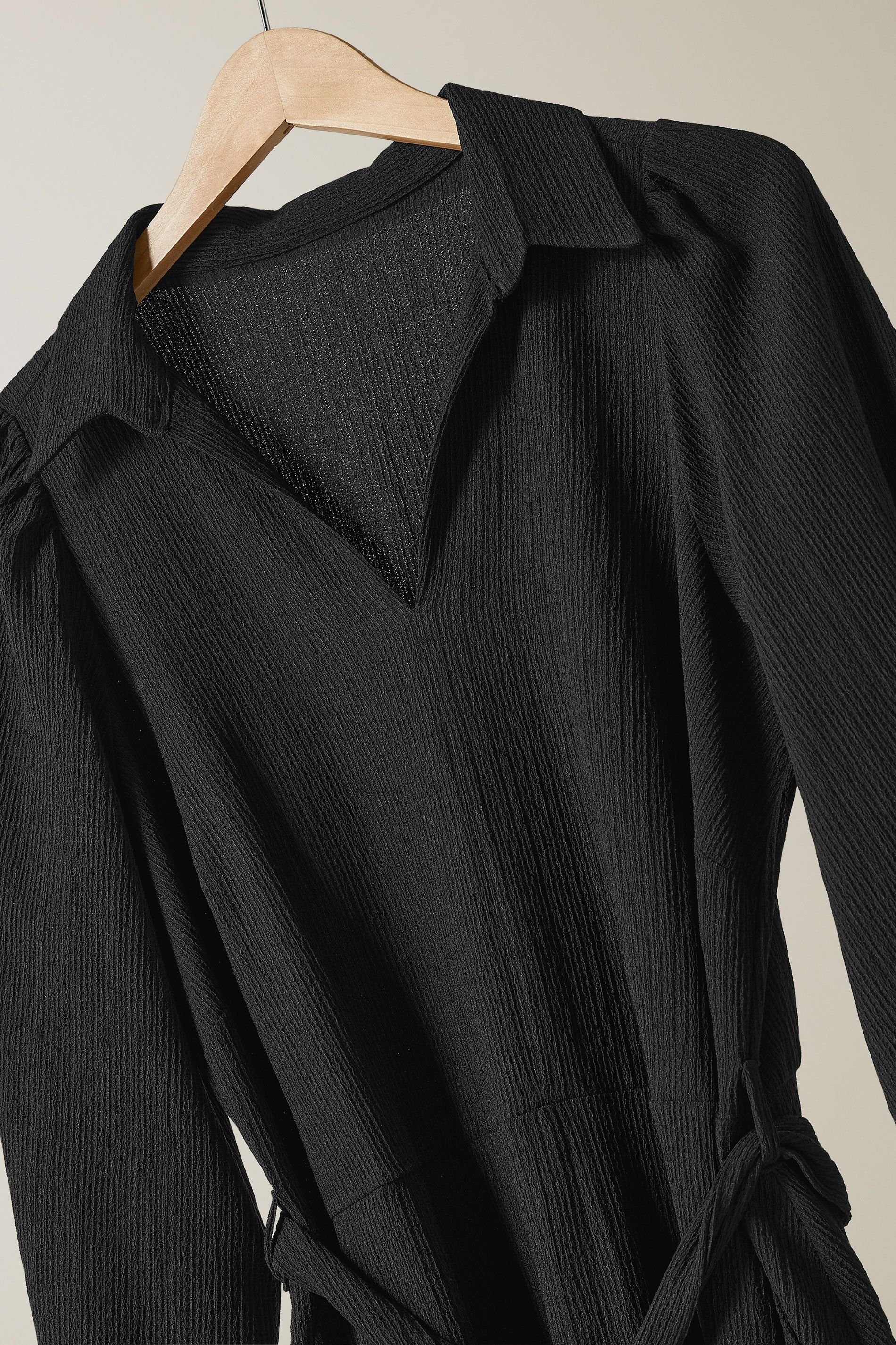 Evans Evans Women's Crepe Shirt Dress in Black - 4