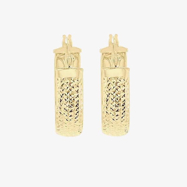 T.H.Baker T.H.Baker Women's 9ct Yellow Gold Diamond Cut Double Hoop Earrings 1.51.2219 - 2