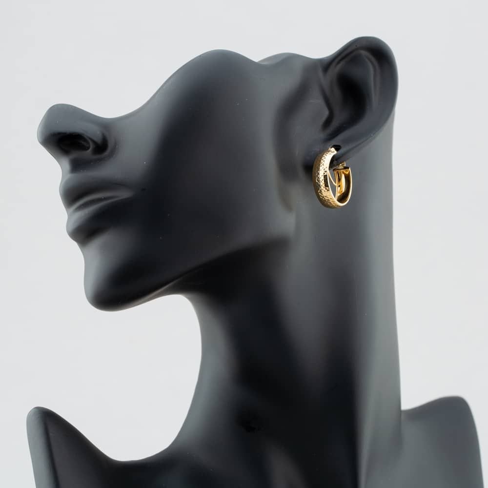 T.H.Baker T.H.Baker Women's 9ct Yellow Gold Diamond Cut Double Hoop Earrings 1.51.2219 - 3