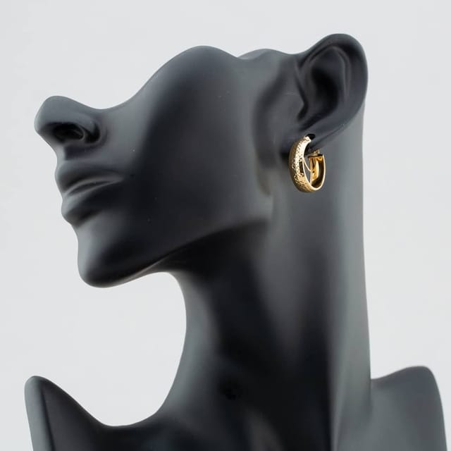 T.H.Baker T.H.Baker Women's 9ct Yellow Gold Diamond Cut Double Hoop Earrings 1.51.2219 - 3