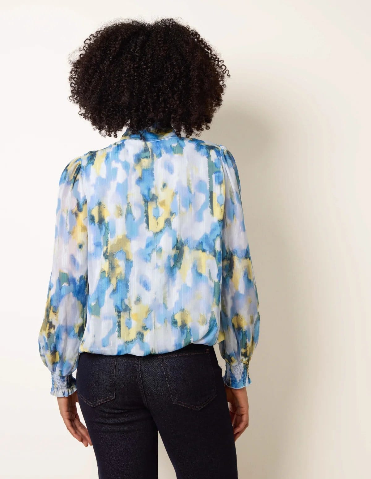 Blue Vanilla Pussybow Puffball Top - 4
