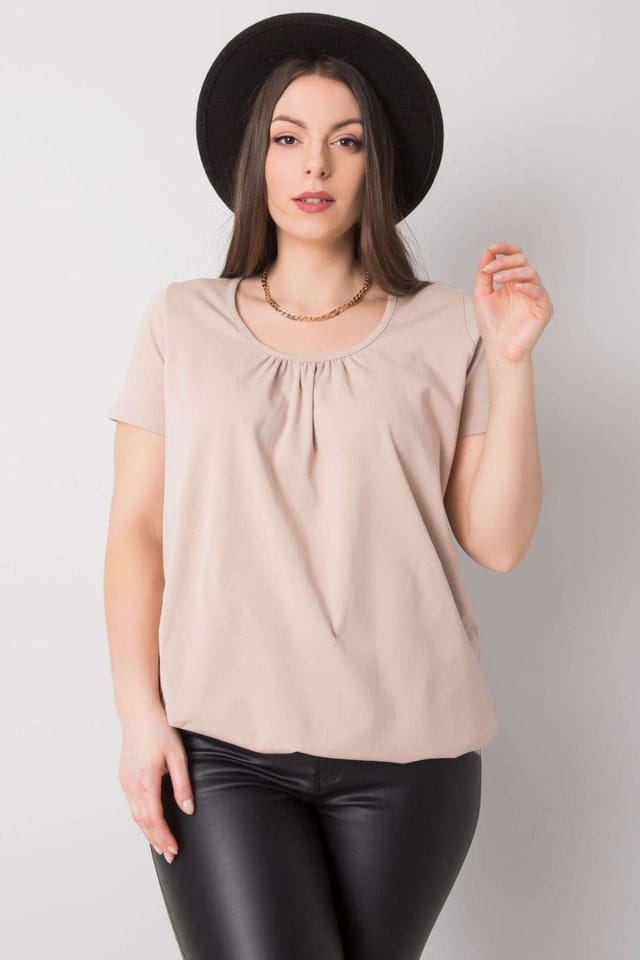 Love Lace Love Lace Women's Plus Size Everyday Short Sleeve T-Shirt in Beige - 2