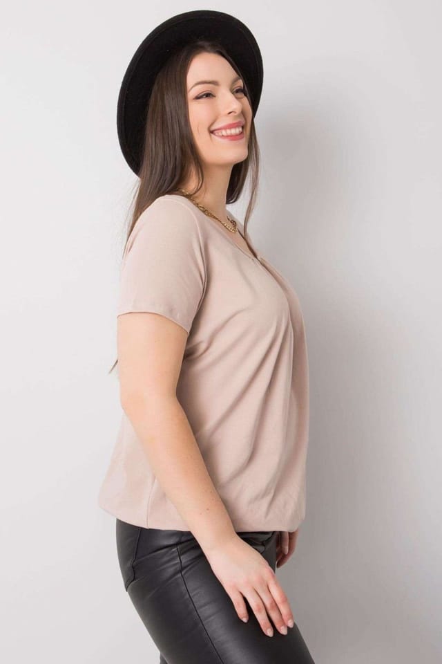 Love Lace Love Lace Women's Plus Size Everyday Short Sleeve T-Shirt in Beige - 3