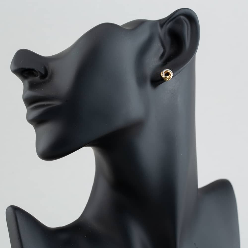 T.H.Baker T.H.Baker Women's 9ct Cubic Zirconia Open Knot Studs SE569 in Gold - 2