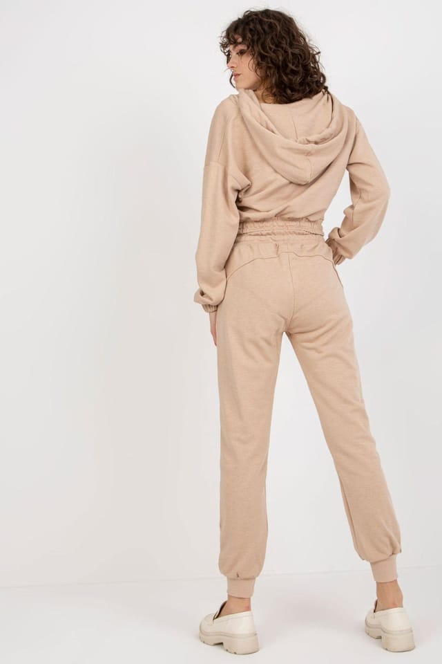 Love Lace Love Lace Women's Hooded Sweatshirt & Tie Waist Pant Set Style 177030 in Beige - 3