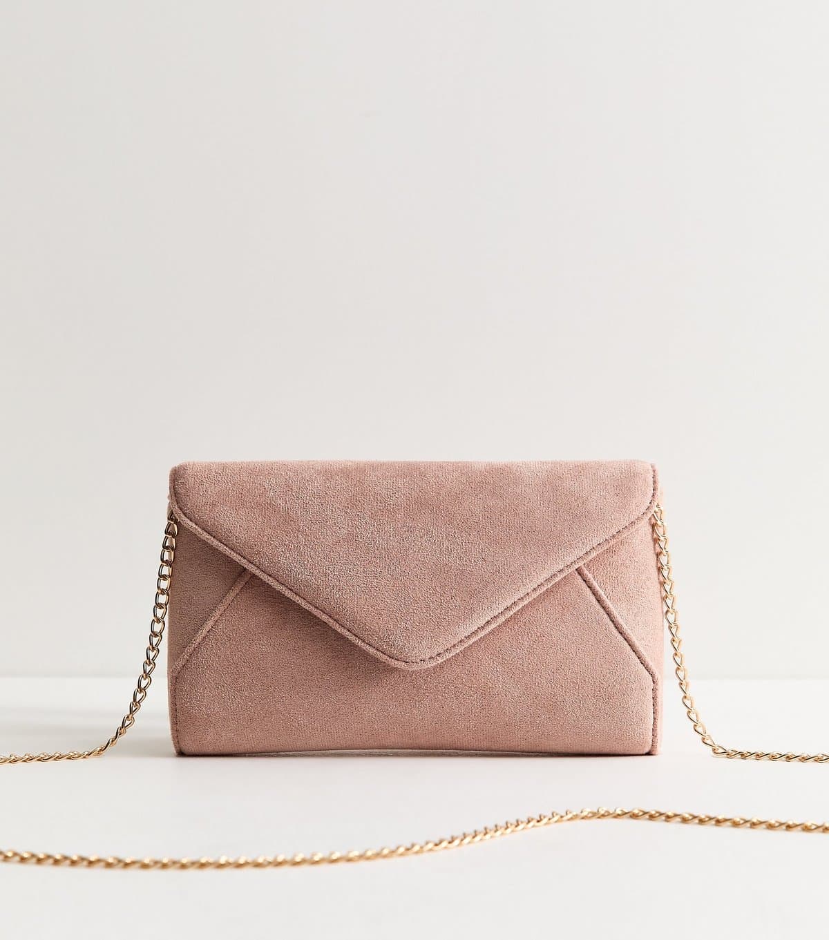 New Look Light Pink Faux Suede Clutch Bag New Look