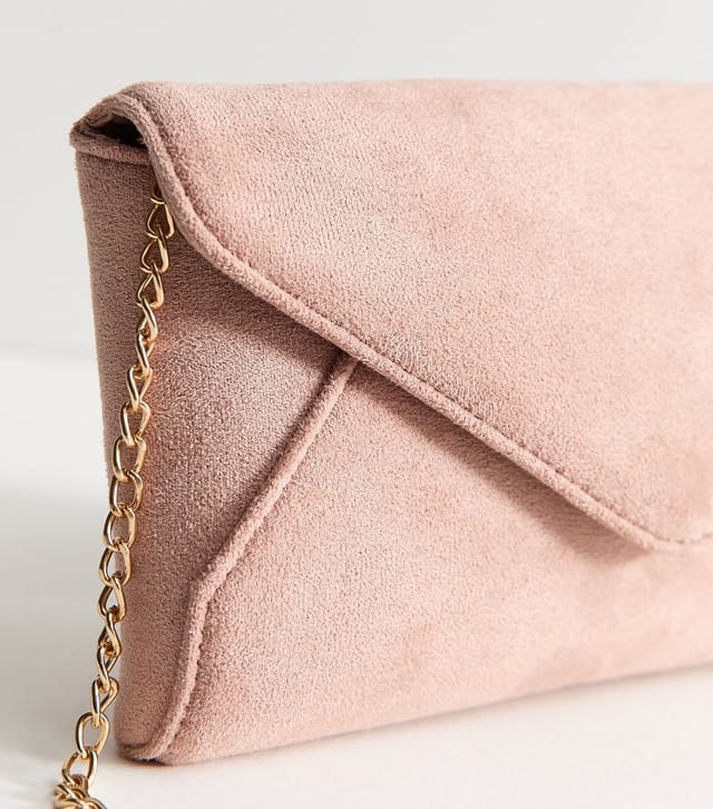 New Look Light Pink Faux Suede Clutch Bag New Look - 3