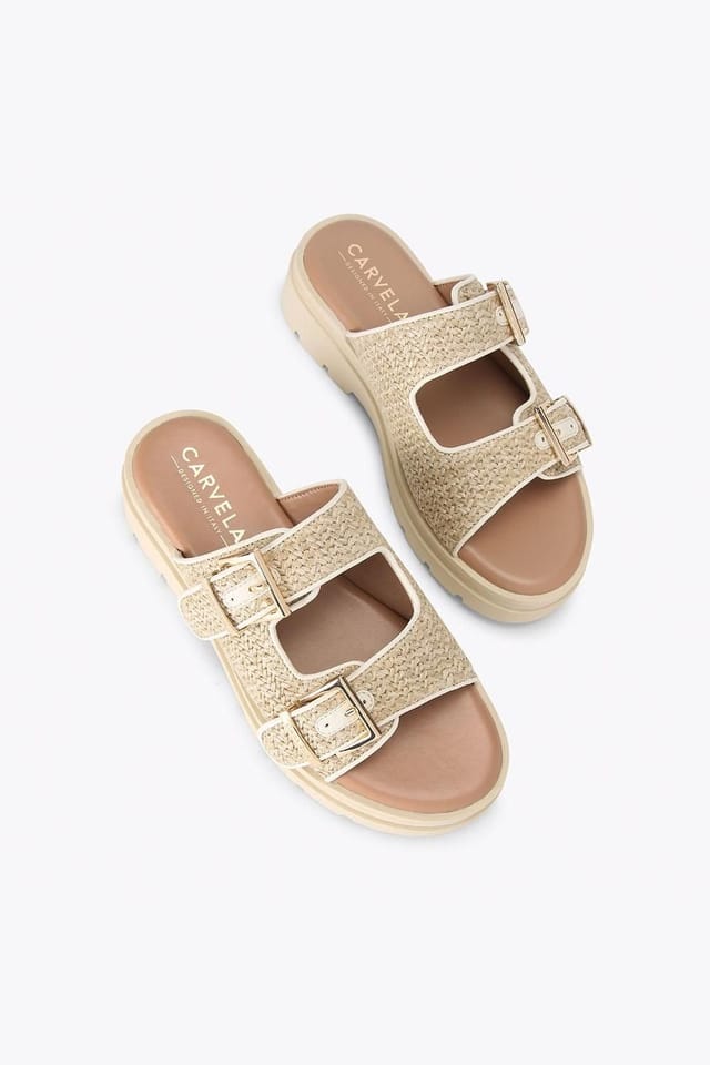 Carvela Carvela Women's 'Bormio Buckle' Fabric Sandals in Beige - 2