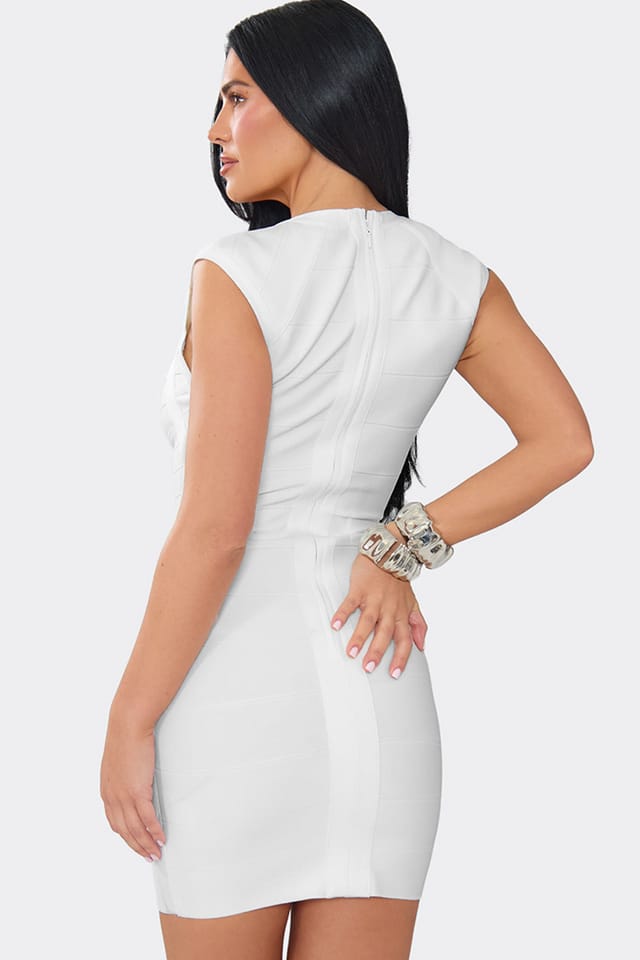 EGO EGO Women's Short Sleeve Bandage Mini Dress in White - 2
