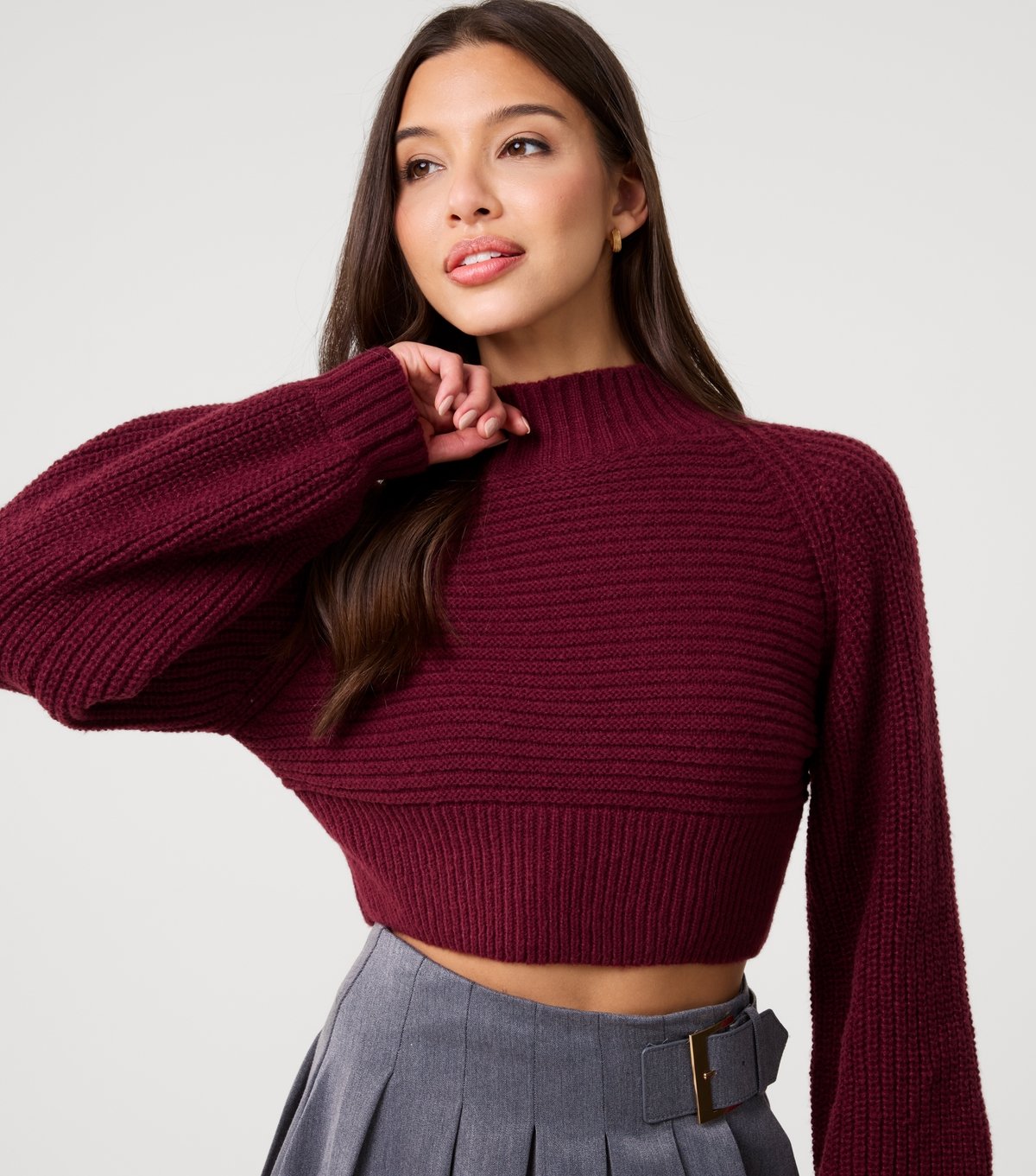 Pink Vanilla Women's Burgundy High Neck Jumper Pink Vanilla New Look - 3