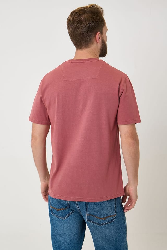 Saltwell Saltwell Men's Garment Dye Cotton Jersey Crew Neck T-Shirt in Pink - 2