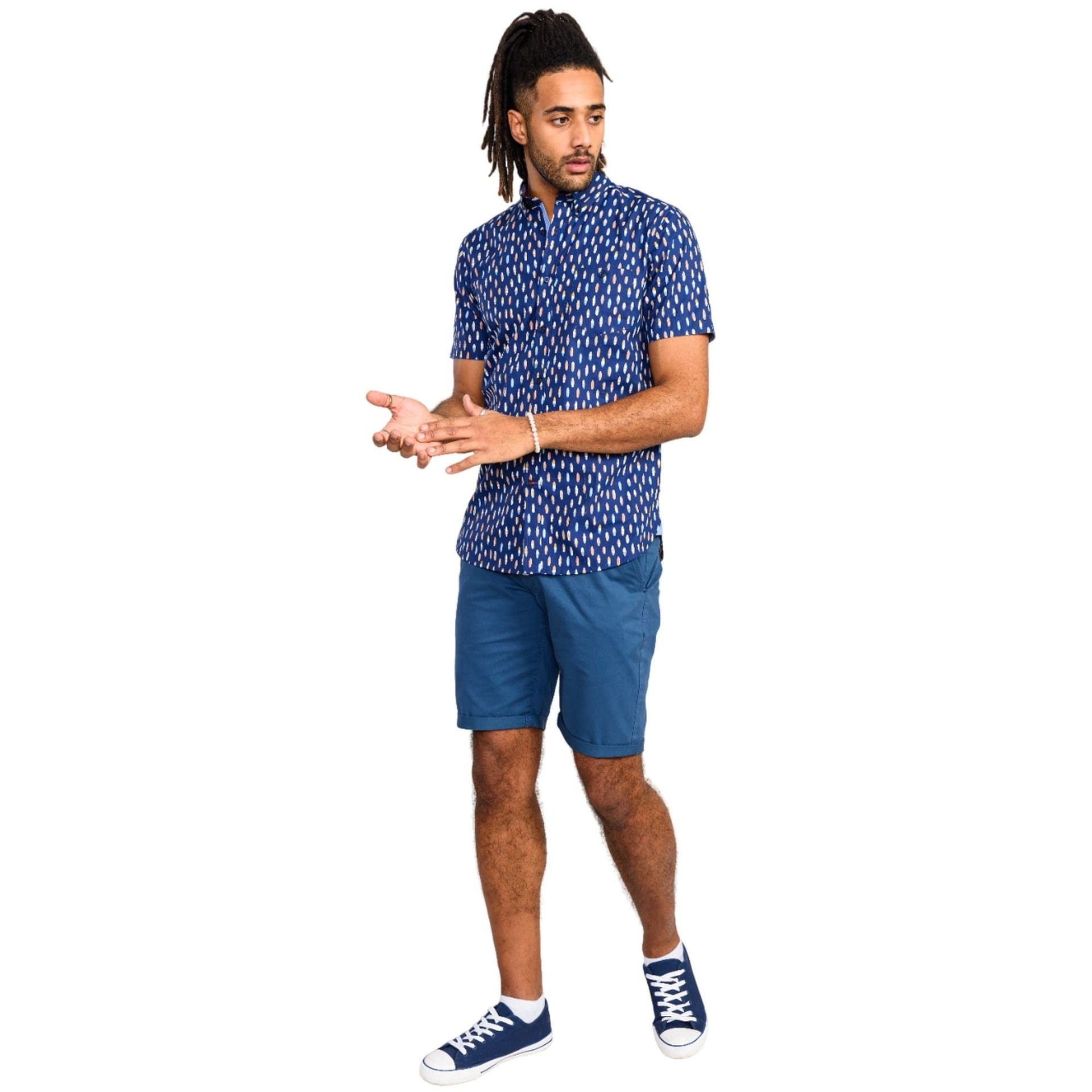 Duke Clothing Duke Clothing Men's D555 Hackford Short-Sleeved Shirt in Navy - 4