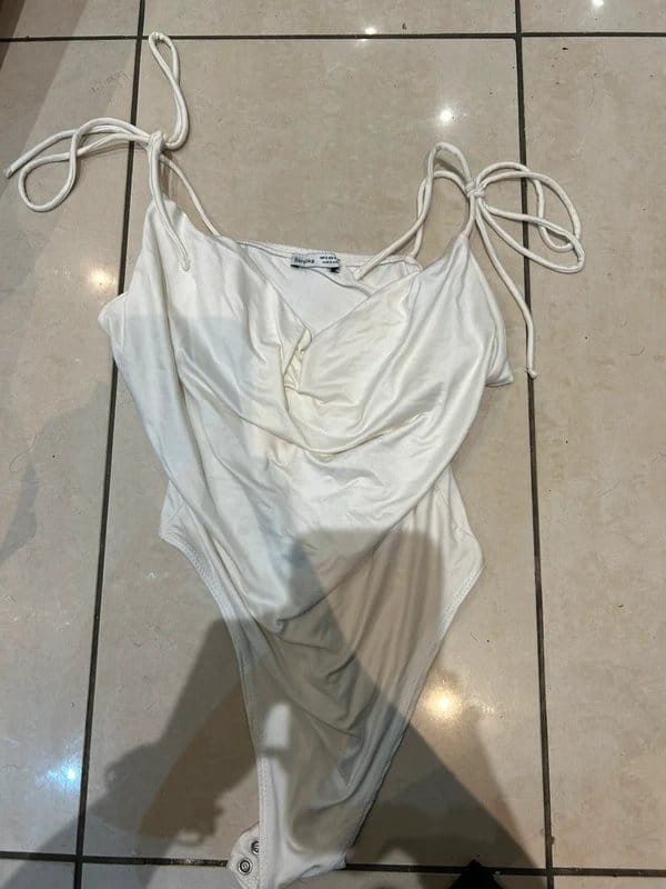 Bershka White Satin Bodysuit