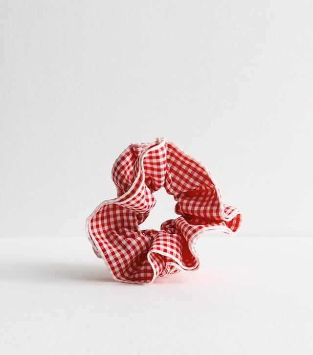 New Look Red Frilly Gingham Scrunchie New Look - 2