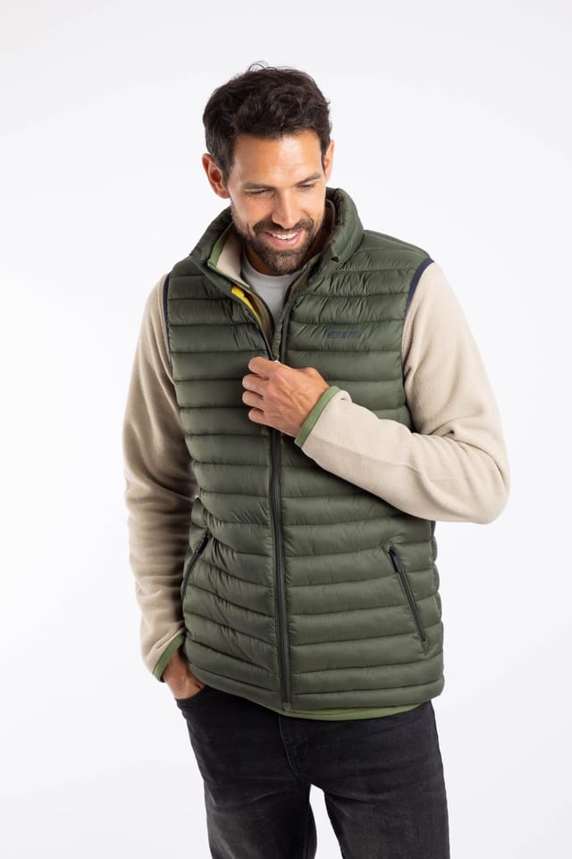 Weird Fish Weird Fish Men's Langtree Lightweight Showerproof Padded Gilet in Dark Green - 3