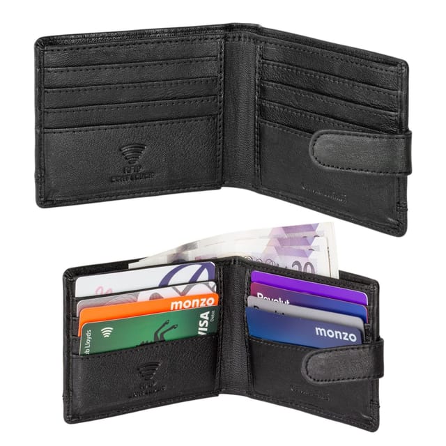 Woodland Leathers Woodland Leathers Men's Men's Leather RFID Slim Bifold Wallet in Black - 2