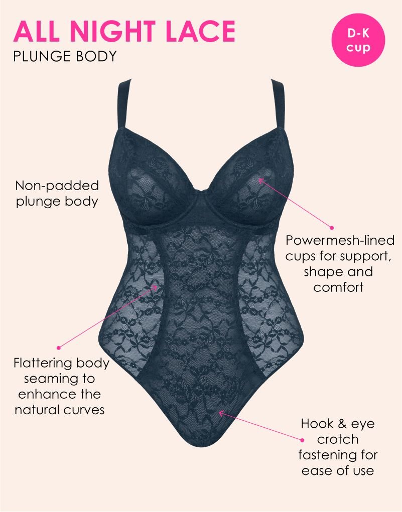 Curvy Kate Curvy Kate Women's All Night Lace Plunge Body in Blue - 3