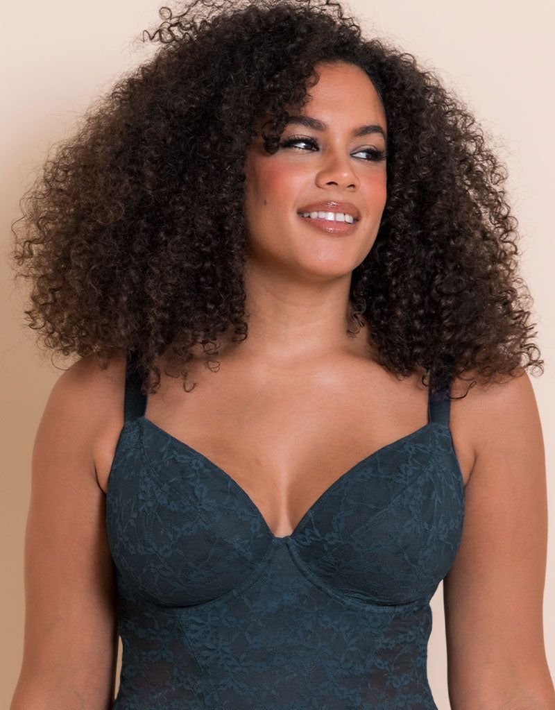 Curvy Kate Curvy Kate Women's All Night Lace Plunge Body in Blue - 4