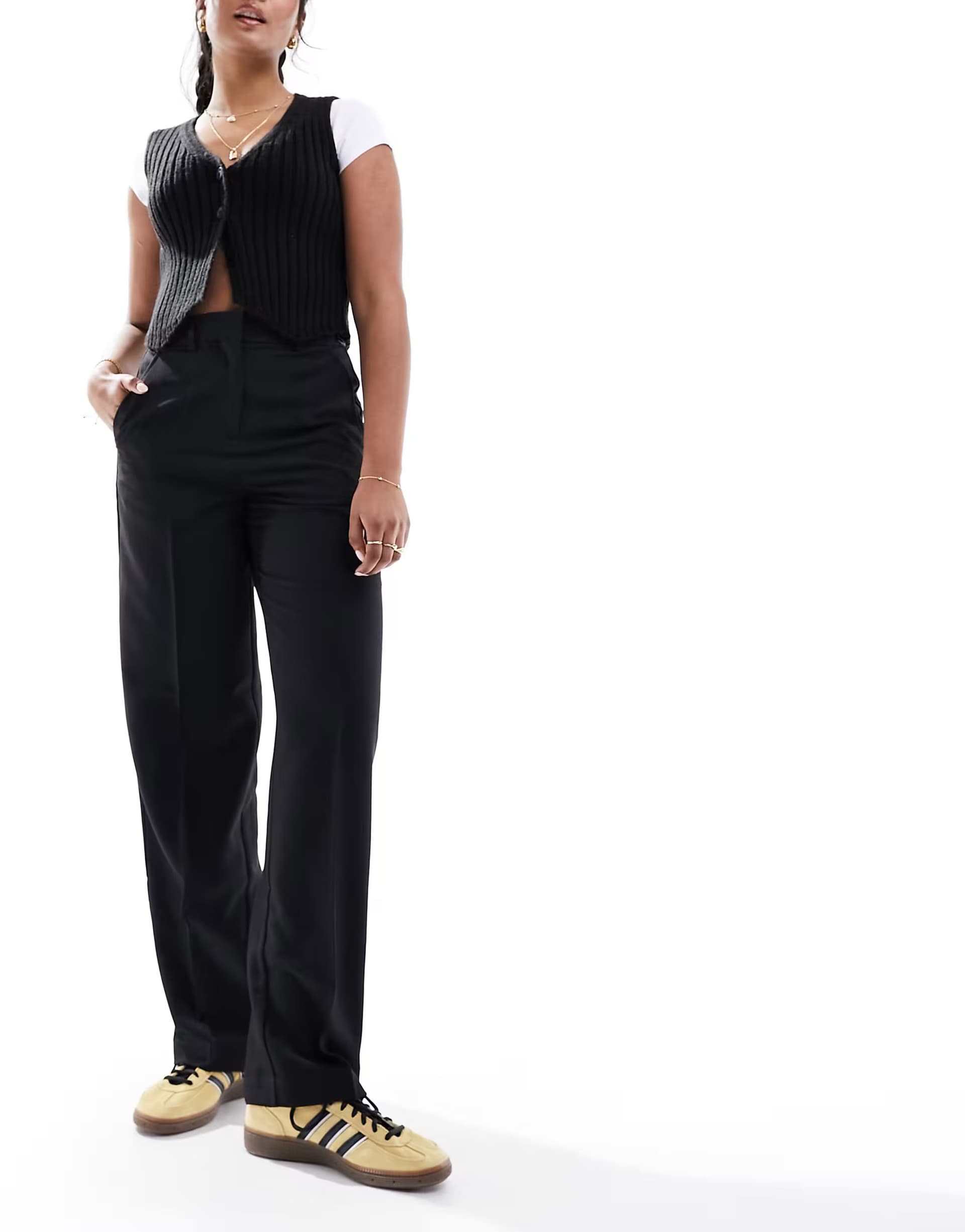 ASOS JJXX Mary high waisted tailored trousers in black