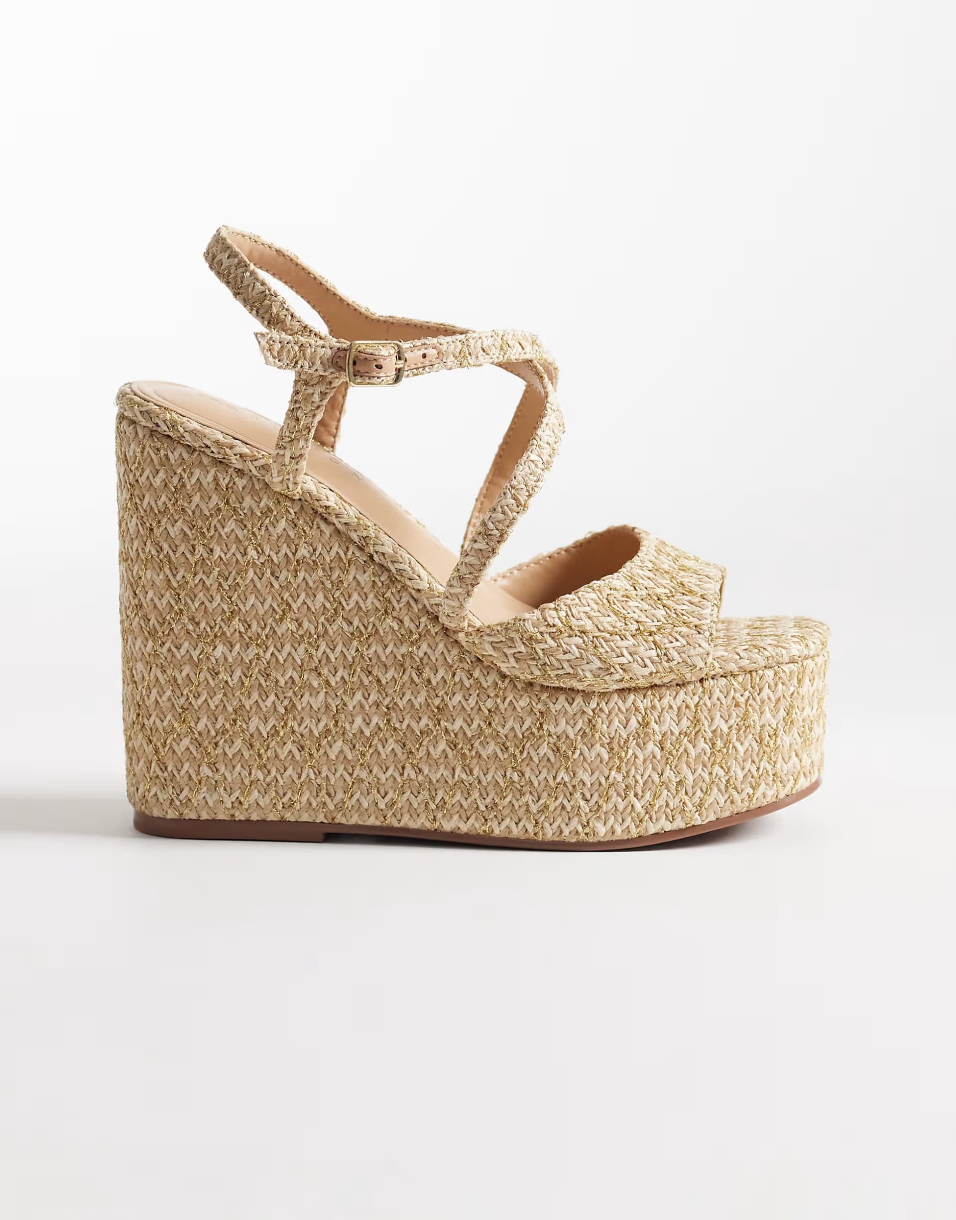 ASOS ASOS DESIGN Natural Espadrille Wedges with Gold Flecks